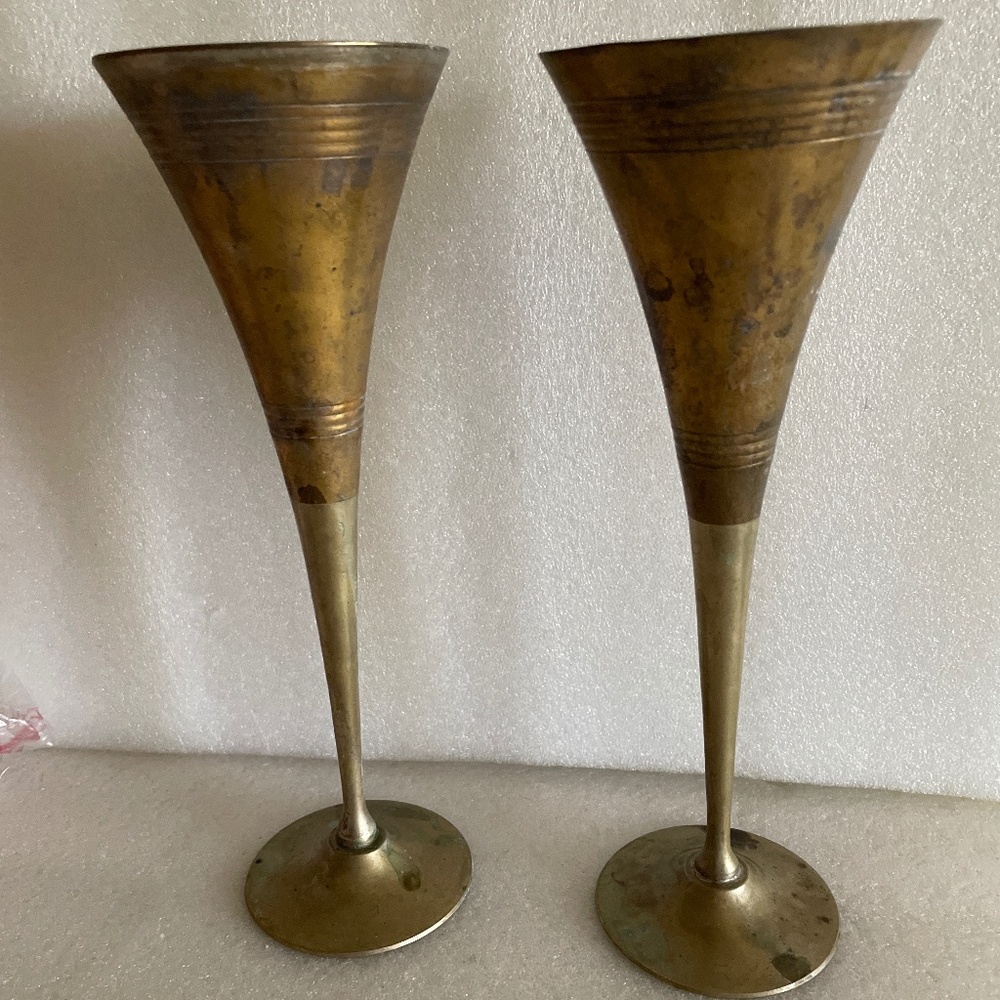Vintage champagne or wine bronze glasses